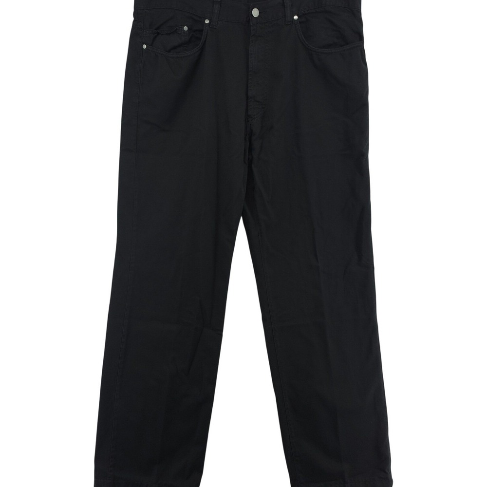 Zegna Sport Men Cotton Twill Black Jeans 40x32 Straight Leg Five-Pocket Trousers